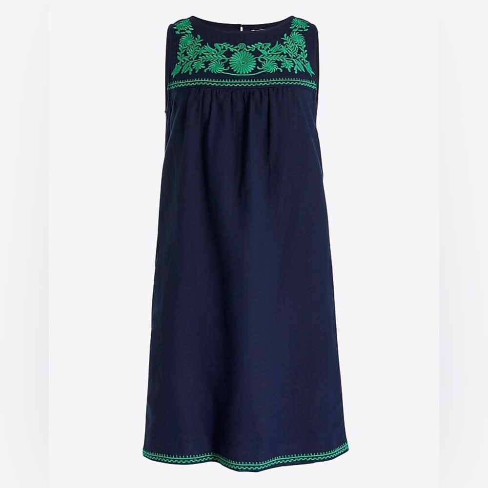 J.Crew Linen/Cotton Embroidered Mini Shift Dress SZ XXS